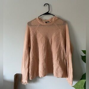 HYFVE Salmon Pink Sheer Balletcore Sweetheart Wool Mohair Blend Sweater size S